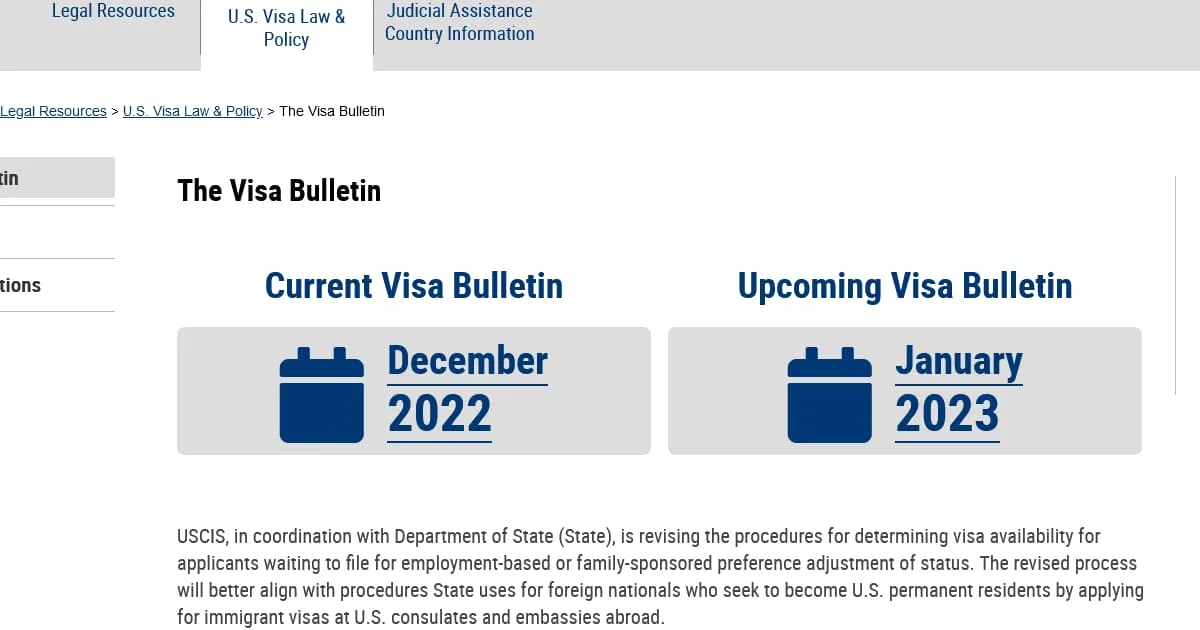 Lịch cấp visa định cư Mỹ 2023